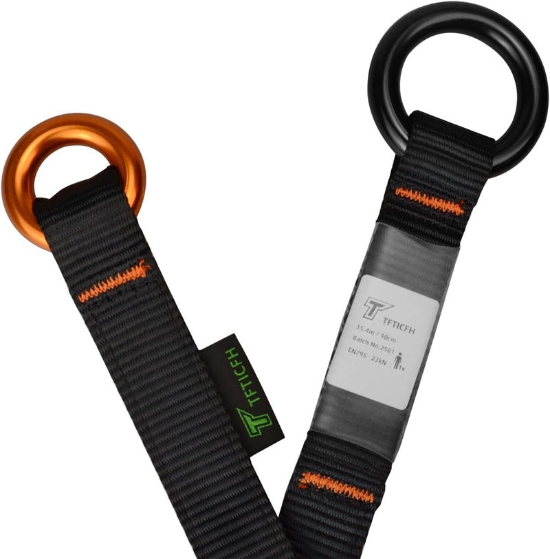 TFTICFH Friction Saver, 23kN Cambium Saver Retrievable Anchor, Climbing Rope Loop Belt Sling with Two 25kN Aluminum Rings for Tree Arborist Climbing Rappeling - Image 3